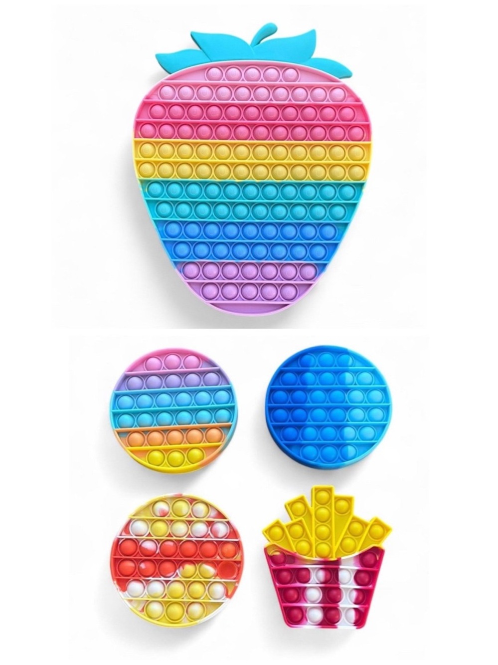 Push Pop Bubble Sensory Fidget Toy Lot Of 5 Shapes & Food